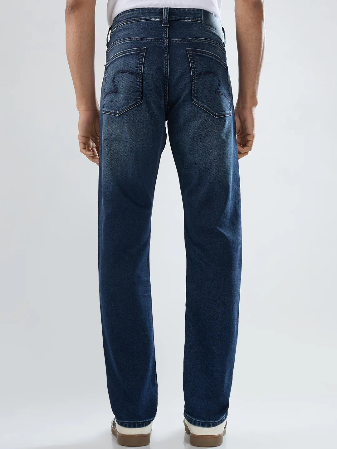 Men Jeans Comfort Fit Dark Blue Mid Rise