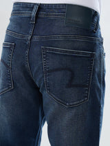 Men Jeans Comfort Fit Dark Blue Mid Rise