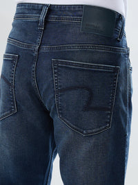 Men Jeans Comfort Fit Dark Blue Mid Rise