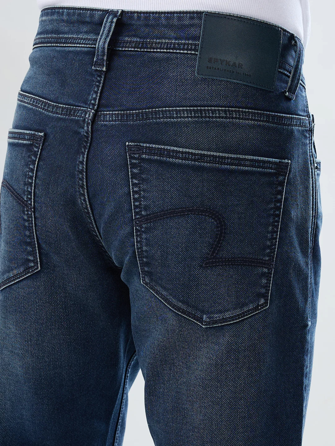 Men Jeans Comfort Fit Dark Blue Mid Rise
