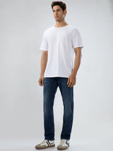 Men Jeans Comfort Fit Dark Blue Mid Rise