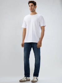 Men Jeans Comfort Fit Dark Blue Mid Rise