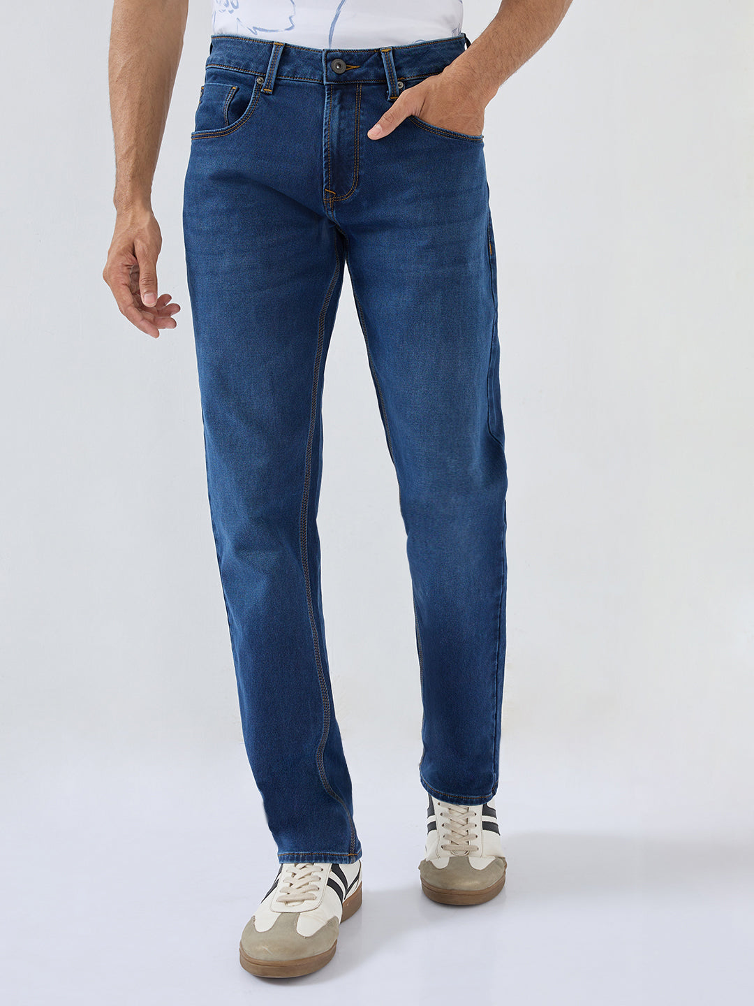 Men Ricardo Jeans Comfort Fit Dark Blue Mid Rise