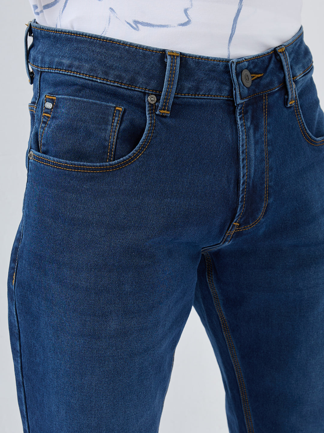 Men Ricardo Jeans Comfort Fit Dark Blue Mid Rise