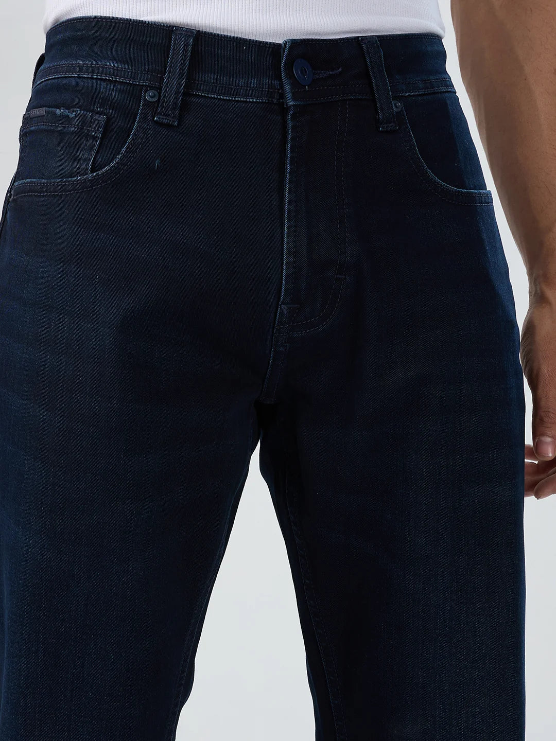 Men Jeans Comfort Fit Dark Blue Mid Rise