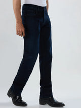 Men Jeans Comfort Fit Dark Blue Mid Rise