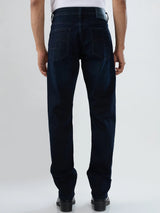 Men Jeans Comfort Fit Dark Blue Mid Rise