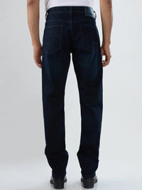 Men Jeans Comfort Fit Dark Blue Mid Rise