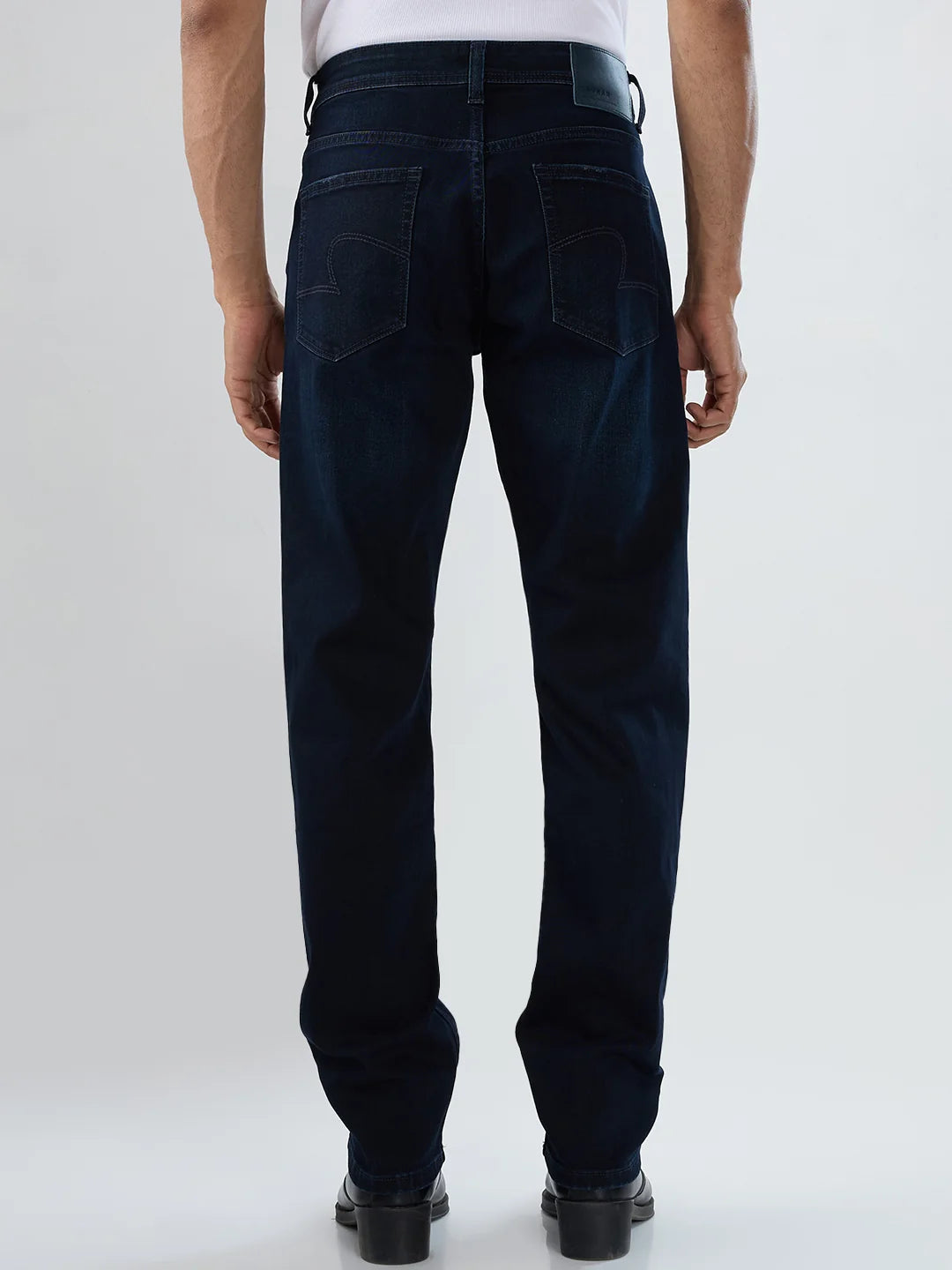 Men Jeans Comfort Fit Dark Blue Mid Rise