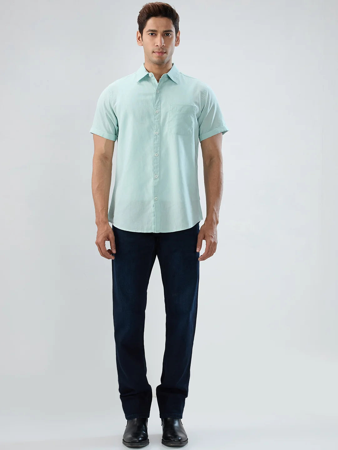 Men Jeans Comfort Fit Dark Blue Mid Rise