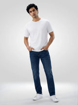 Men Jeans Comfort Fit Dark Blue Mid Rise