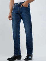 Men Jeans Comfort Fit Dark Blue Mid Rise