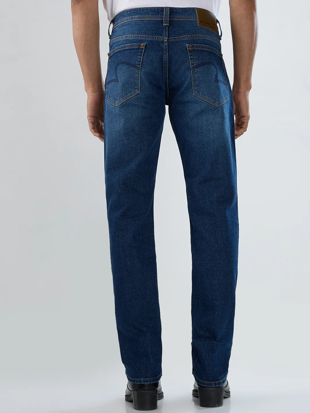 Men Jeans Comfort Fit Dark Blue Mid Rise