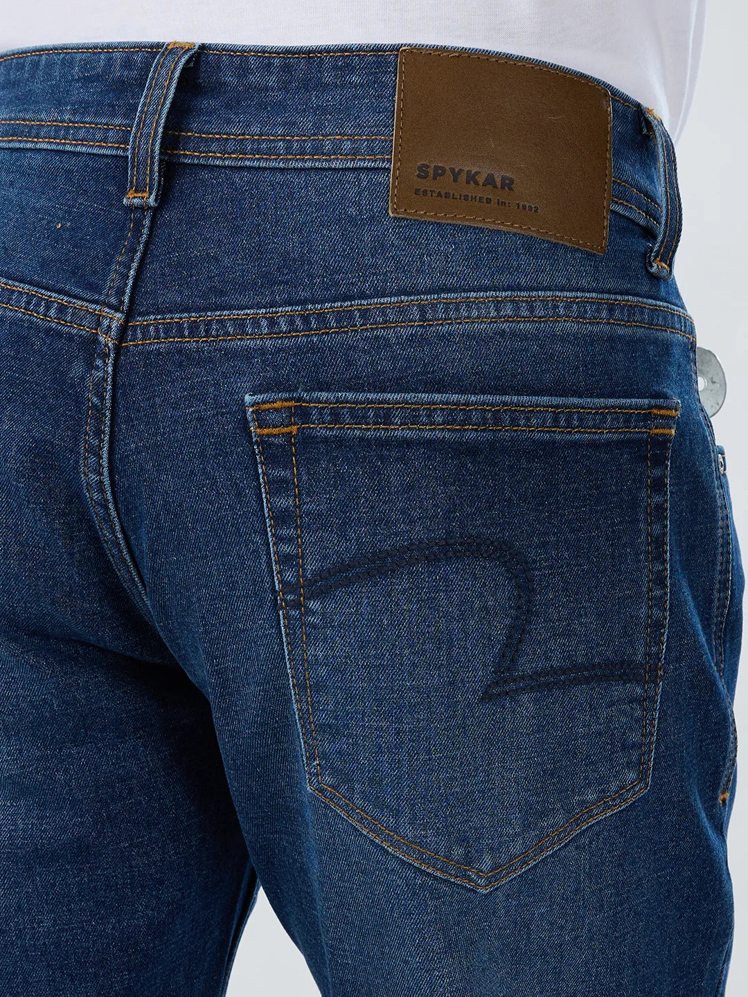 Men Jeans Comfort Fit Dark Blue Mid Rise