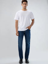 Men Jeans Comfort Fit Dark Blue Mid Rise