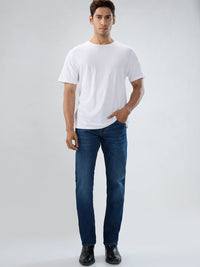 Men Jeans Comfort Fit Dark Blue Mid Rise