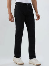 Men Jeans Comfort Fit Black Mid Rise