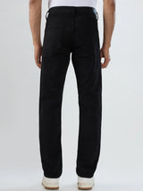 Men Jeans Comfort Fit Black Mid Rise