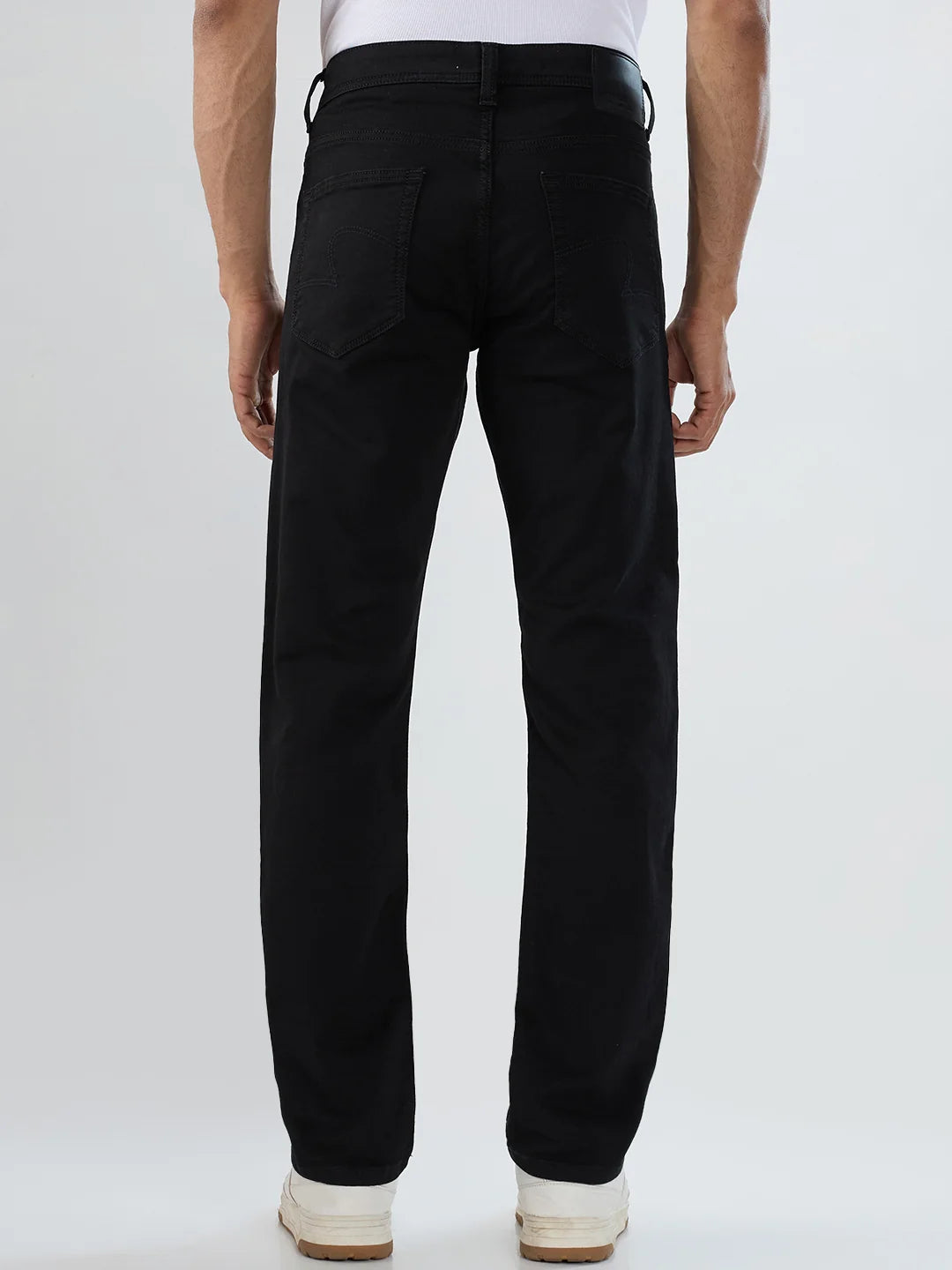 Men Jeans Comfort Fit Black Mid Rise