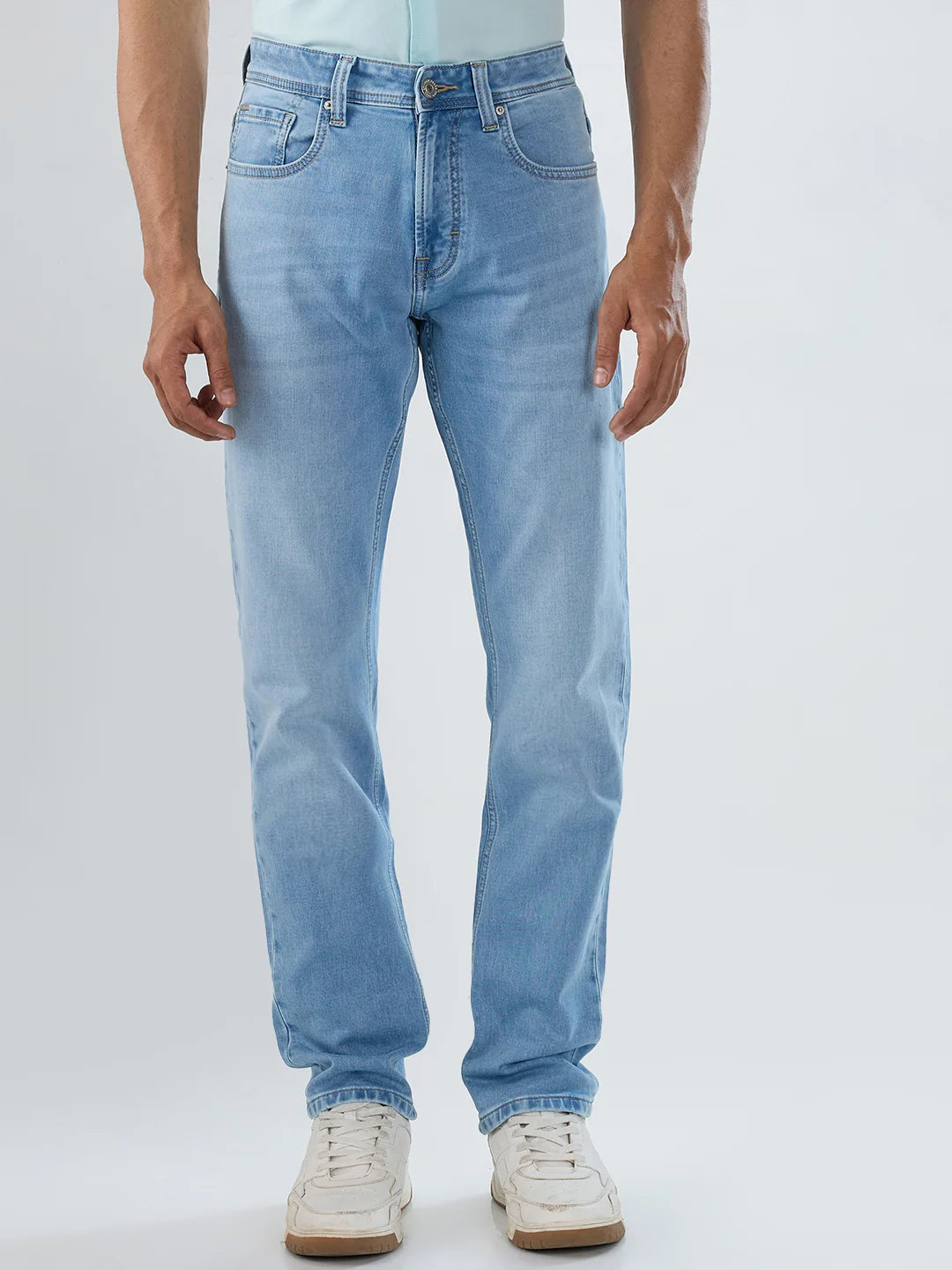 Men Jeans Comfort Fit Light Blue Mid Rise