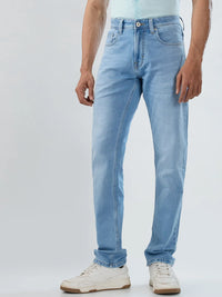 Men Jeans Comfort Fit Light Blue Mid Rise