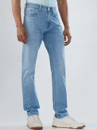 Men Jeans Comfort Fit Light Blue Mid Rise