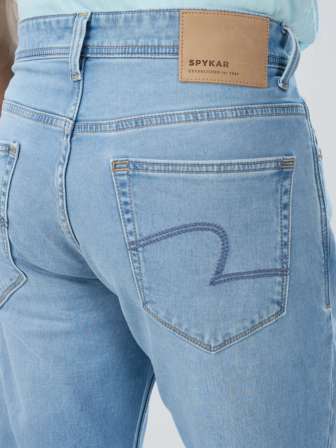 Men Jeans Comfort Fit Light Blue Mid Rise