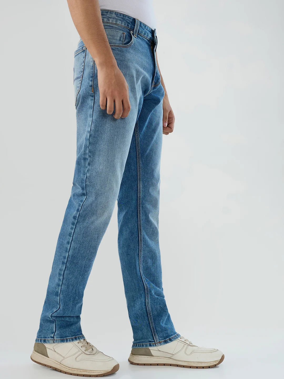 Men Jeans Comfort Fit Light Blue Mid Rise