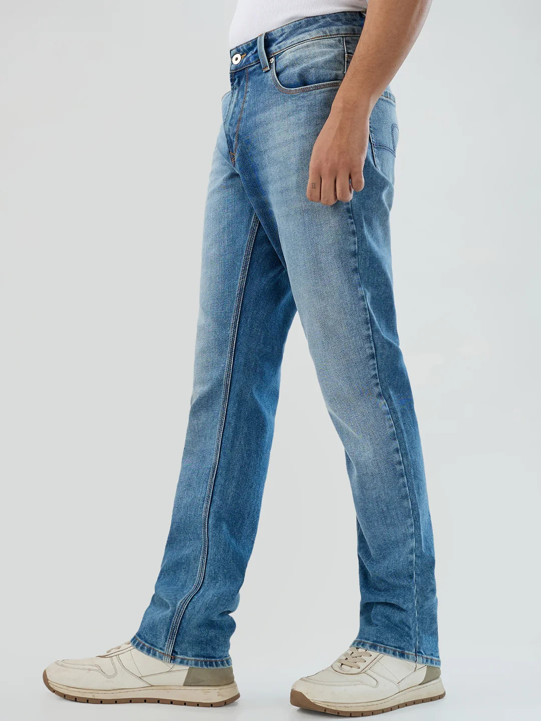 Men Jeans Comfort Fit Light Blue Mid Rise