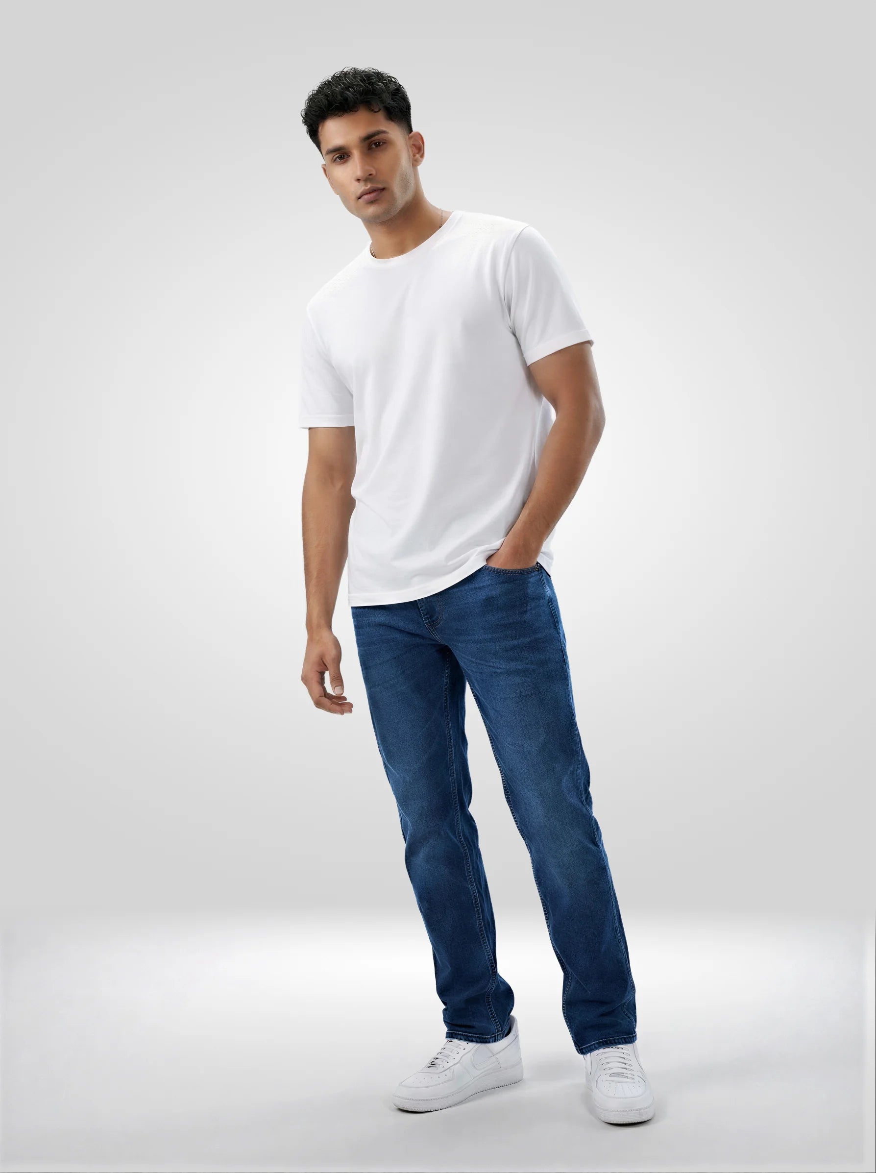 Men Ricardo Jeans Comfort Fit Mid Blue Mid Rise