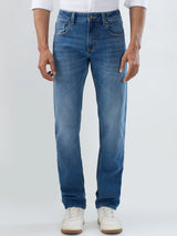 Men Jeans Comfort Fit Mid Blue Mid Rise