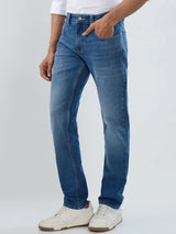 Men Jeans Comfort Fit Mid Blue Mid Rise