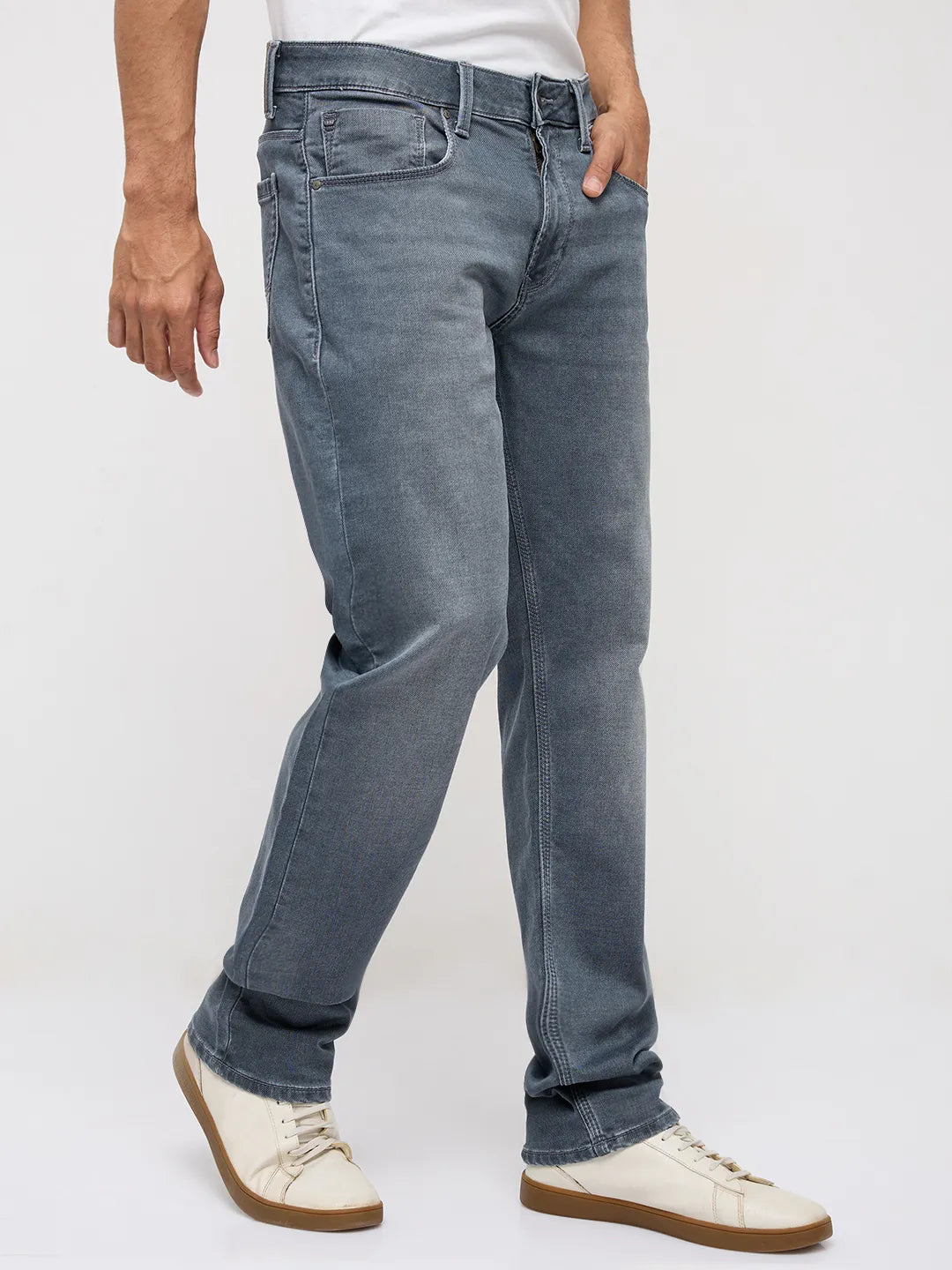 Men Ricardo Jeans Comfort Fit Grey Mid Rise