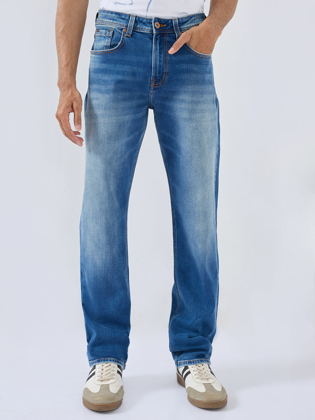 Men Ricardo Jeans Comfort Fit Vintage Blue Mid Rise
