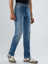 Men Jeans Comfort Fit Vintage Blue Mid Rise