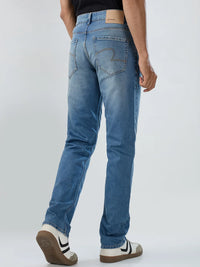 Men Jeans Comfort Fit Vintage Blue Mid Rise