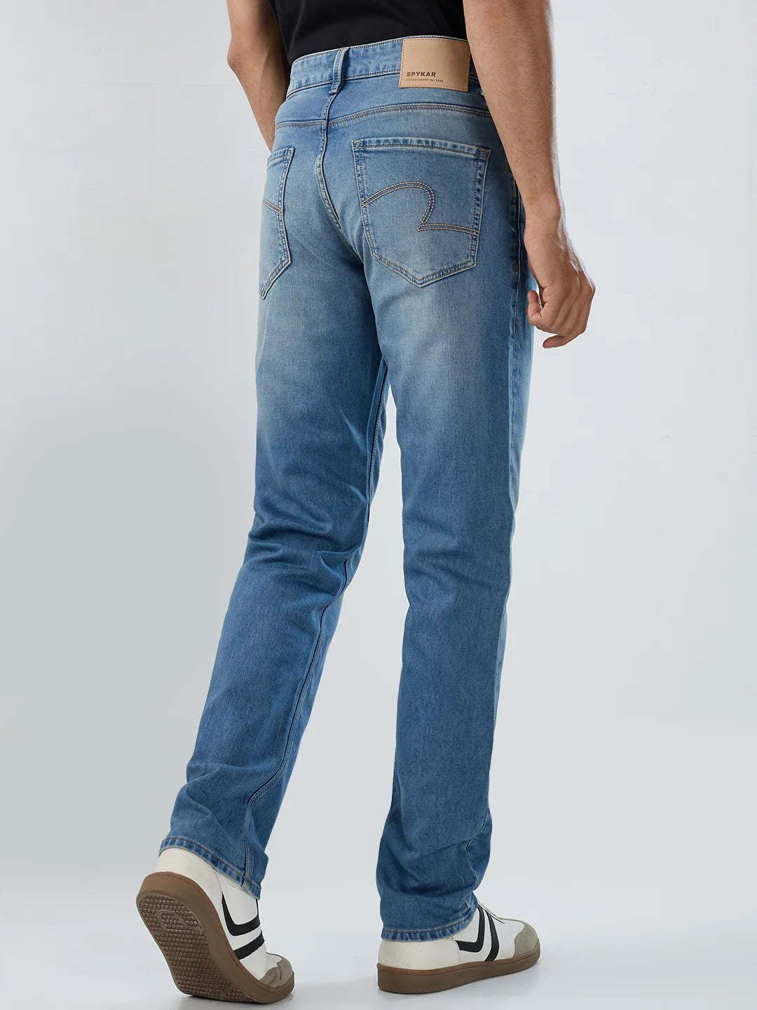 Men Jeans Comfort Fit Vintage Blue Mid Rise
