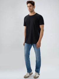 Men Jeans Comfort Fit Vintage Blue Mid Rise