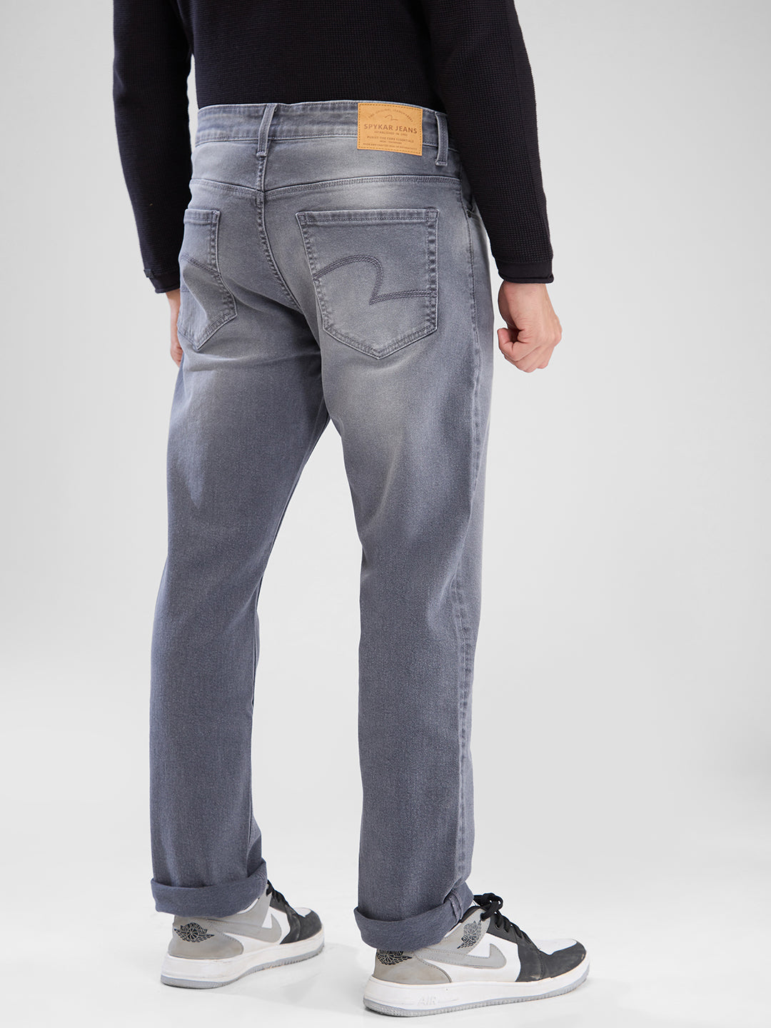 Spykar Light Grey Regular Jeans For Men