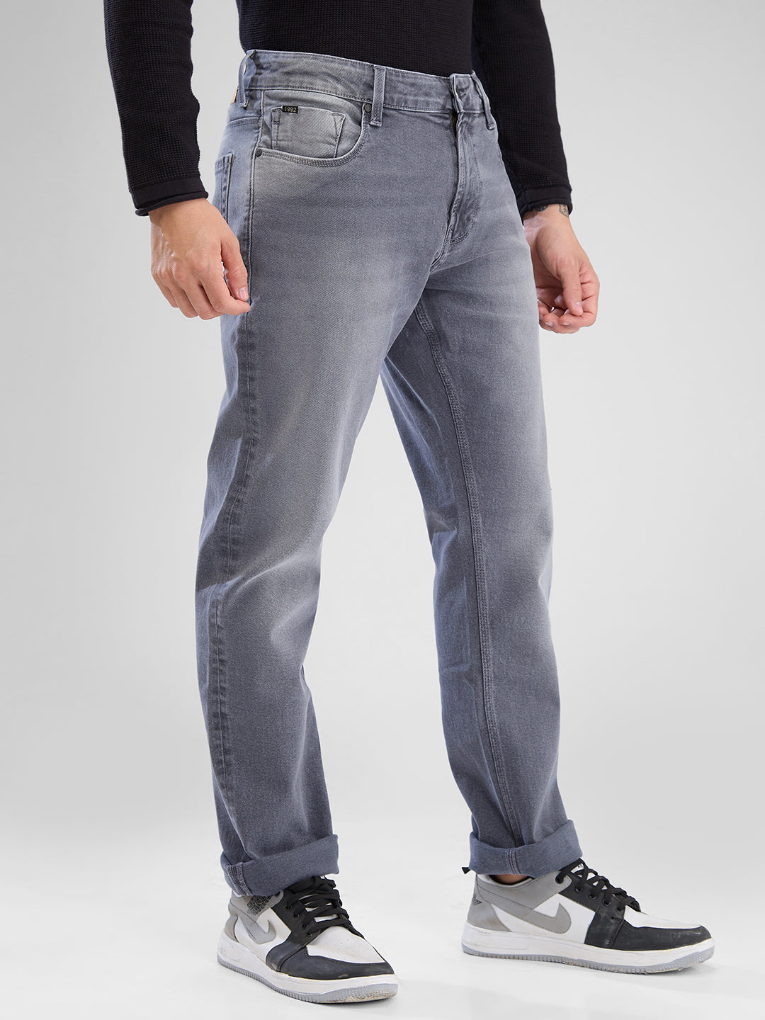 Spykar Light Grey Regular Jeans For Men