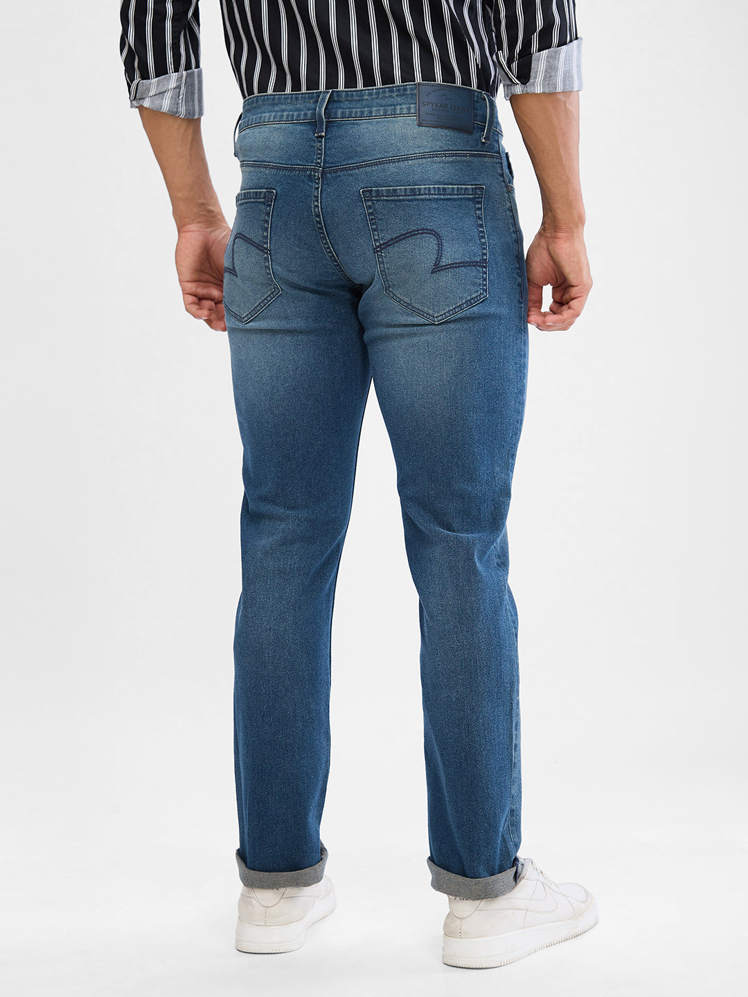 Spykar Vintage Blue Regular Jeans For Men