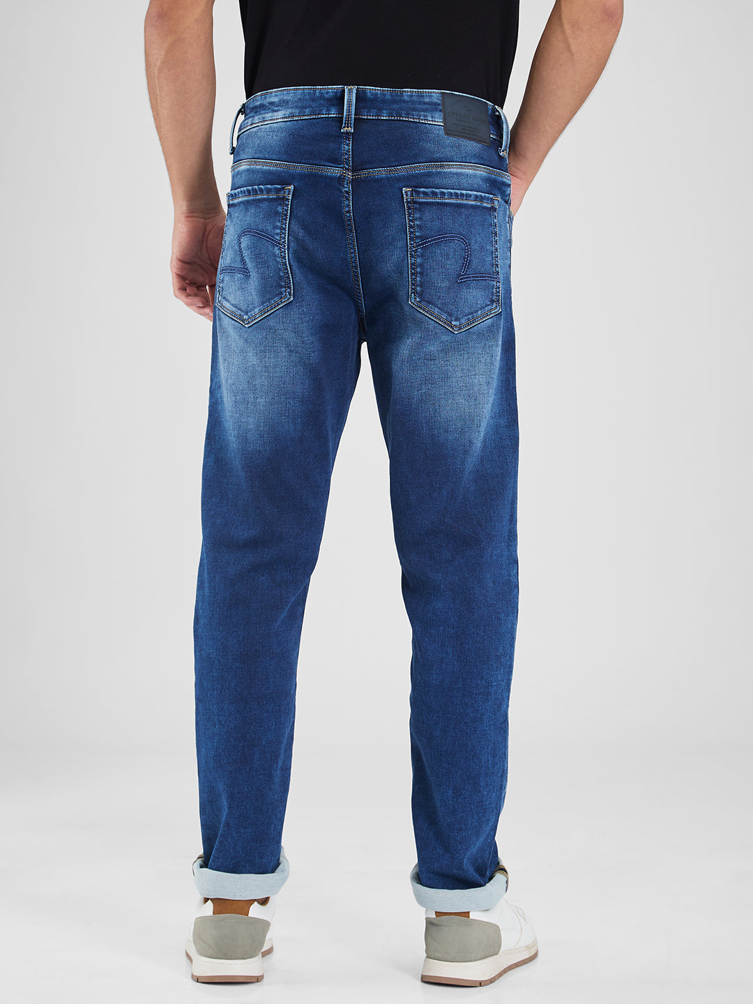 Spykar Blue Comfort Fit Mid Rise Jeans For Men