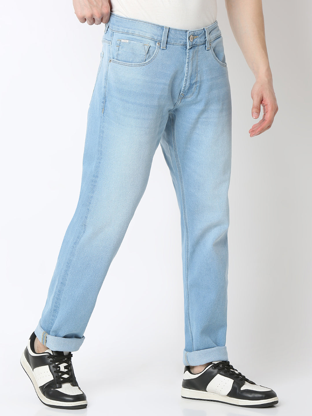 Spykar Light Blue Mid Rise Comfort Fit Jeans For Men