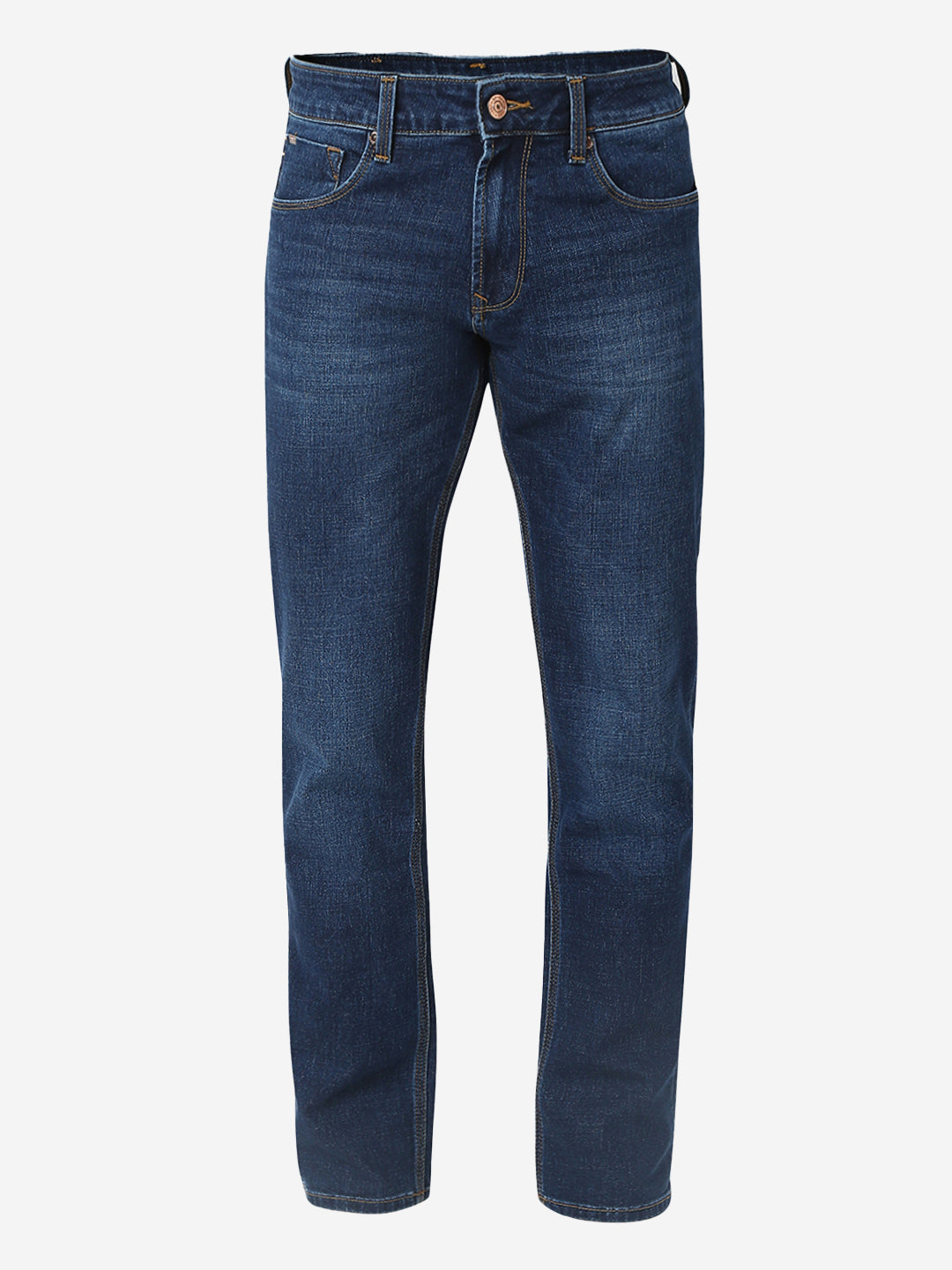 Spykar Dark Blue Comfort Fit Mid Rise Jeans For Men