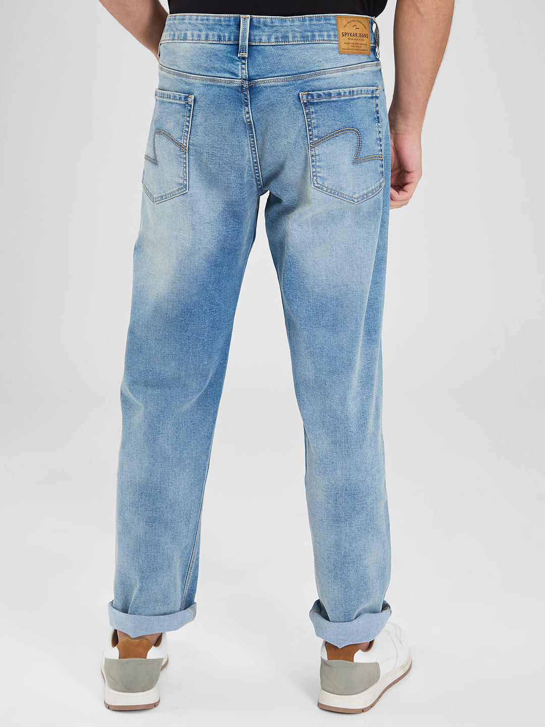 Spykar Blue Comfort Fit Mid Rise Jeans For Men