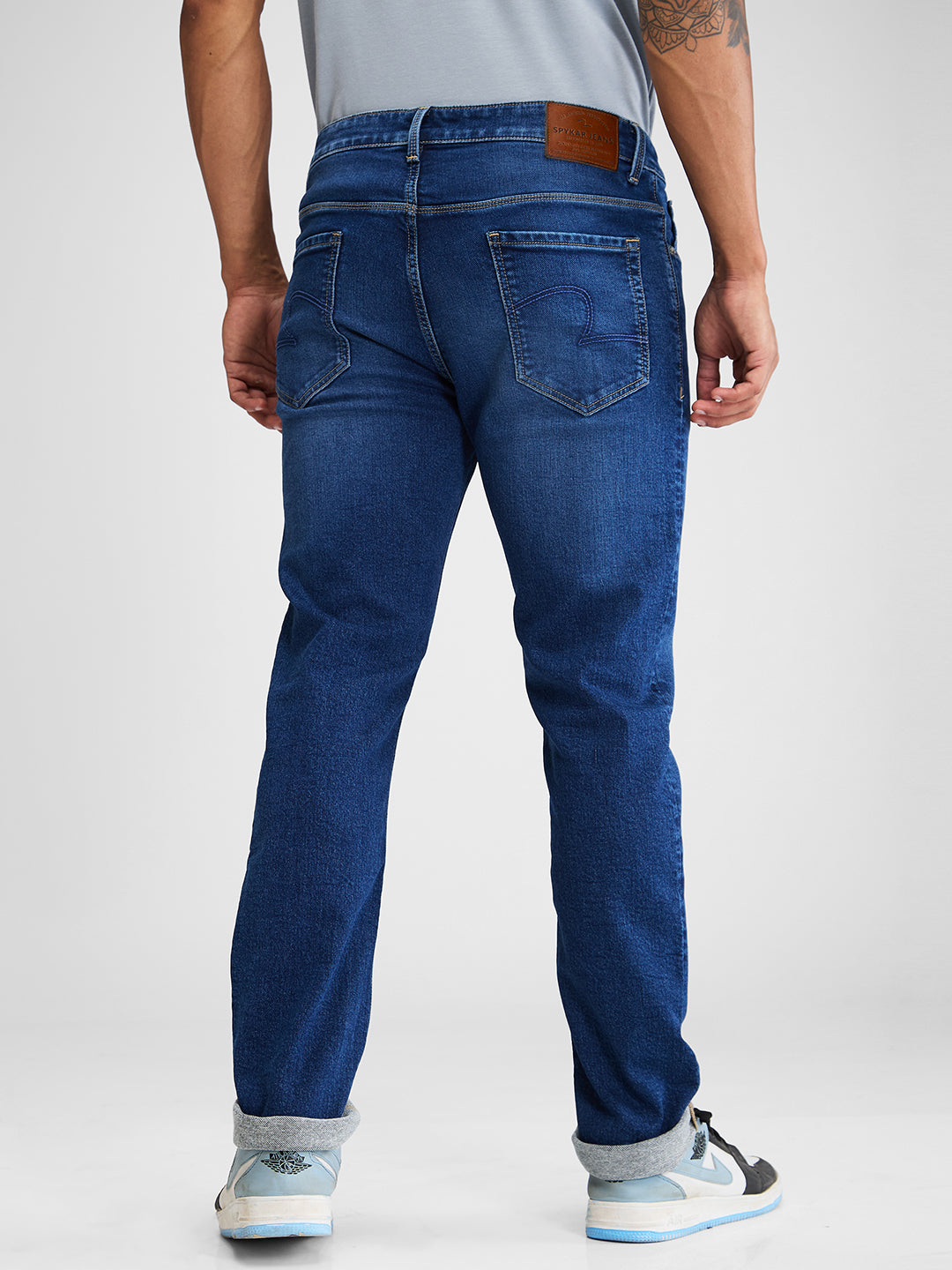 Spykar Blue Comfort Fit Mid Rise Jeans For Men