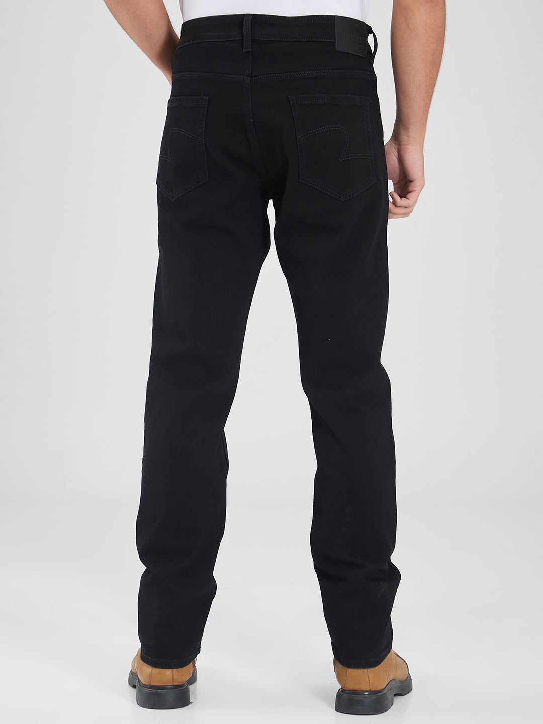 Spykar Black Comfort Fit Mid Rise Jeans For Men