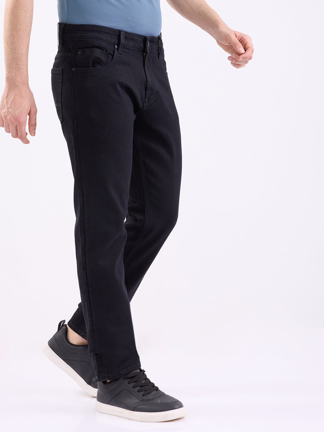 Spykar Black Mid Rise Comfort Fit Casual Jeans For Men