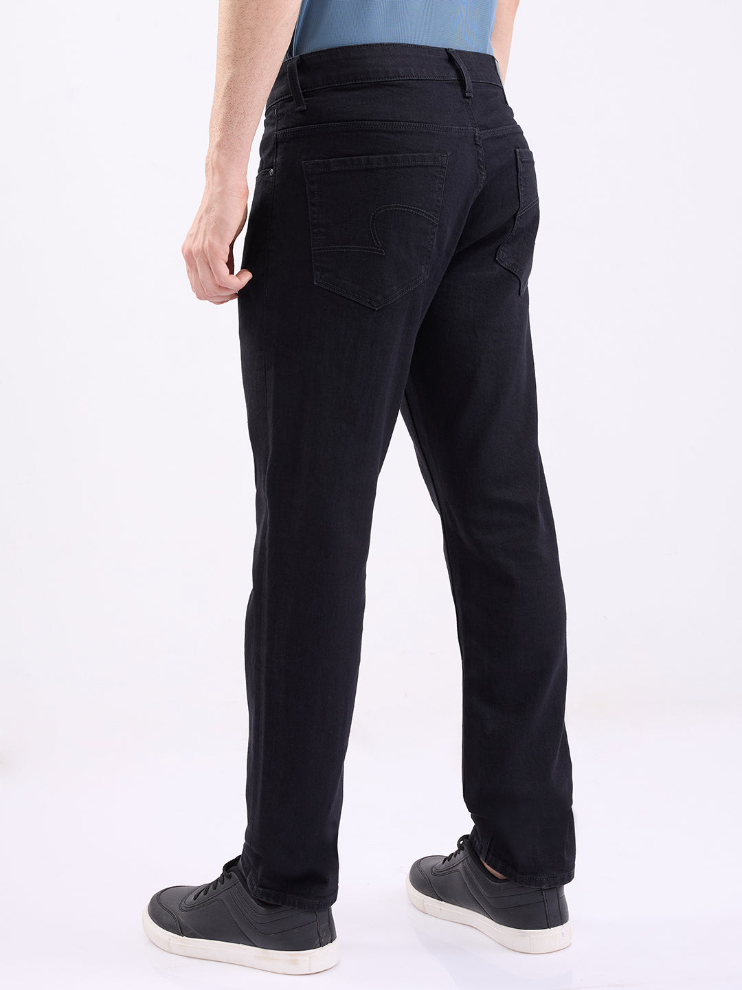 Spykar Black Mid Rise Comfort Fit Casual Jeans For Men
