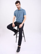 Men Jeans Comfort Fit Black Mid Rise